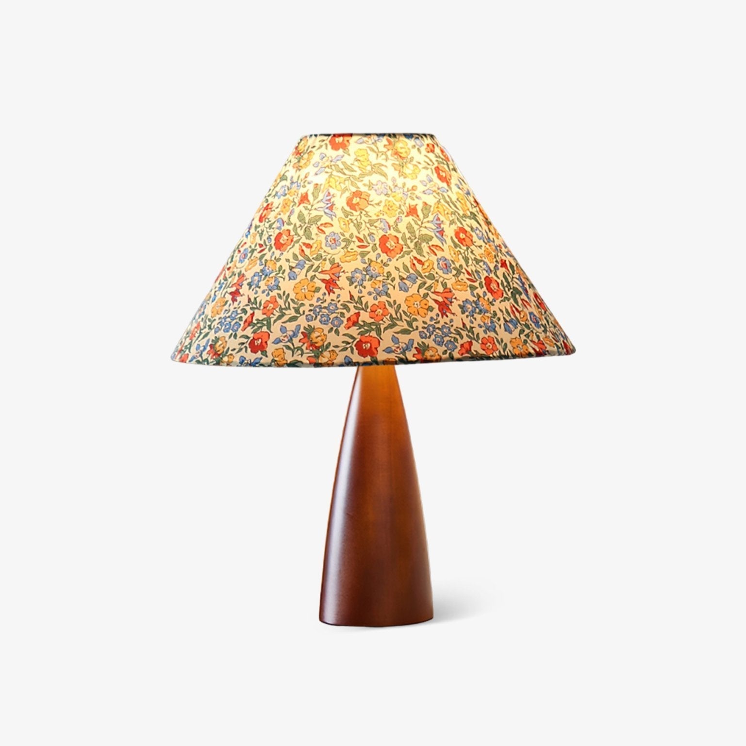 Lampe de table bois floral tissu brun design organique — AURA | Atelier Norell