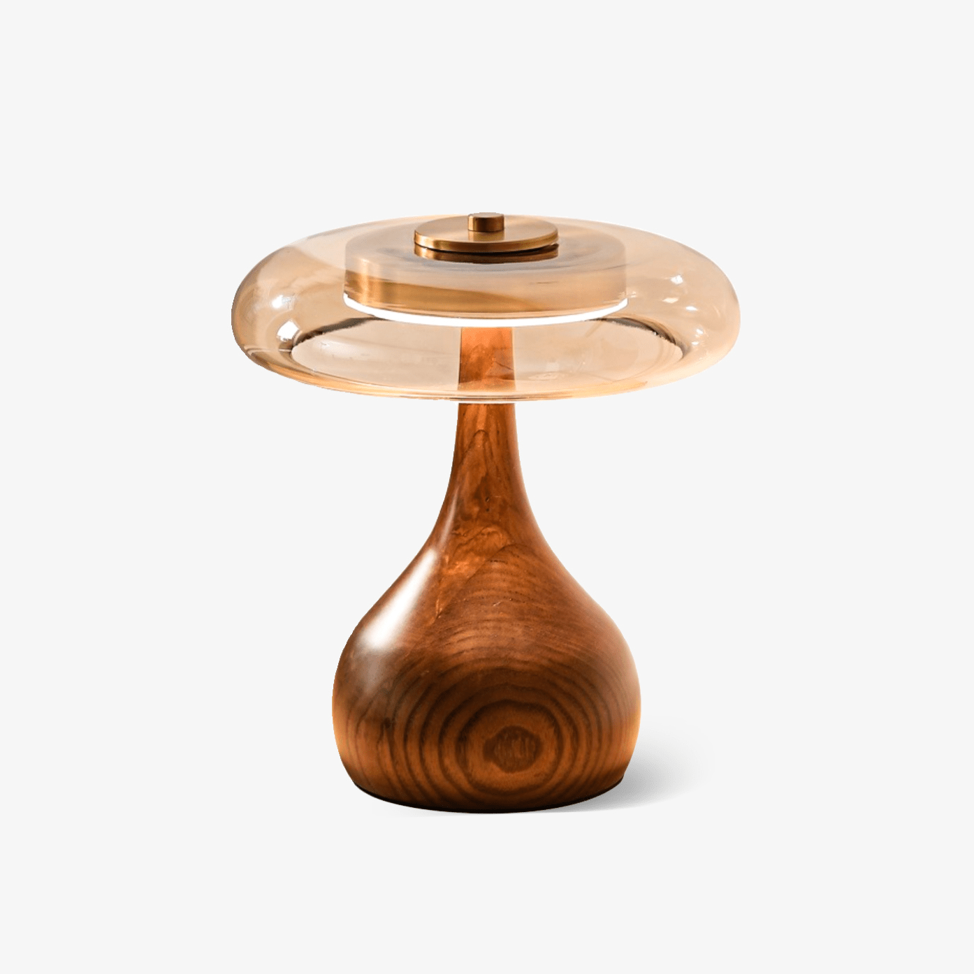Lampe de table bois noyer verre ambré LED 3 couleurs — FLORENCE | Atelier Norell