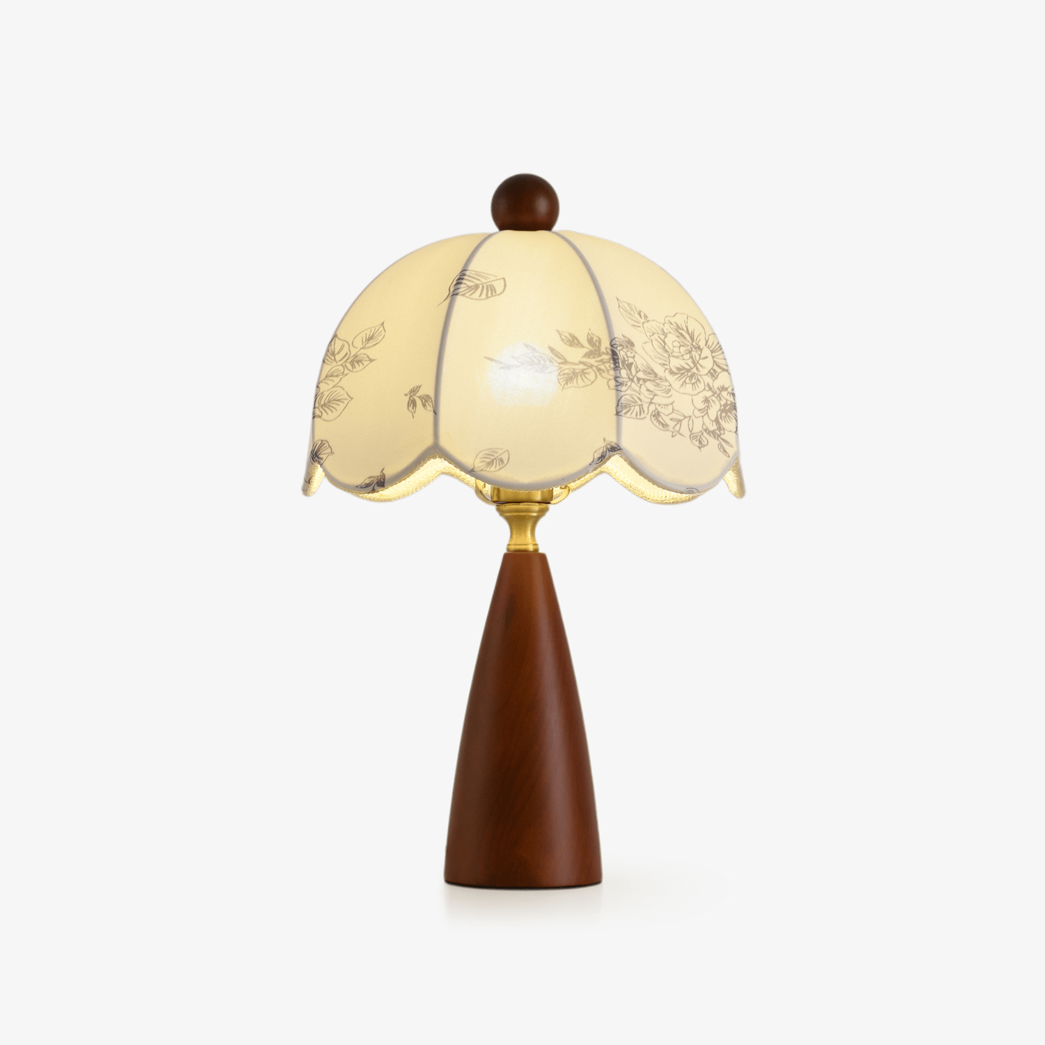 Lampe de table bois noyer tissu blanc design scandinave — MUSE | Atelier Norell