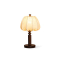 Lampe de table tissu beige bois noyer abat-jour design naturel scandinave salon chambre — Vue 11 | Atelier Norell