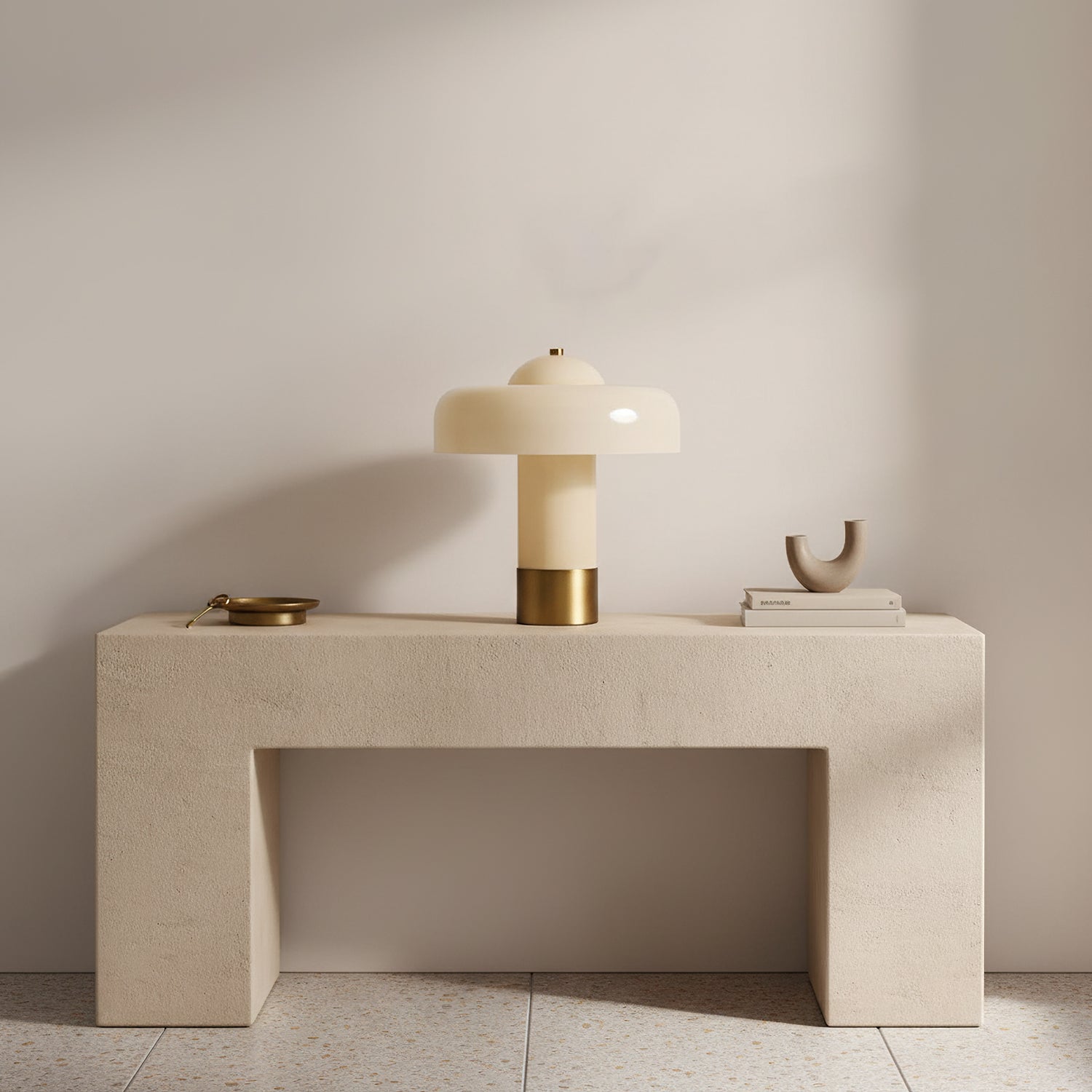 Lampe de table verre dépoli beige design organique minimaliste salon chevet décoration — Vue 3 | Atelier Norell