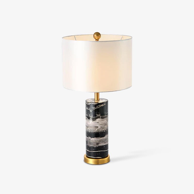 Lampe de table métal doré marbre noir abat-jour blanc — ECLIPSE | Atelier Norell