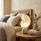 Lampe de table albâtre naturel rechargeable USB design luxe minéral salon chambre — Vue 5 | Atelier Norell