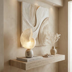 Lampe de table albâtre naturel rechargeable USB design luxe minéral salon chambre — Vue 4 | Atelier Norell