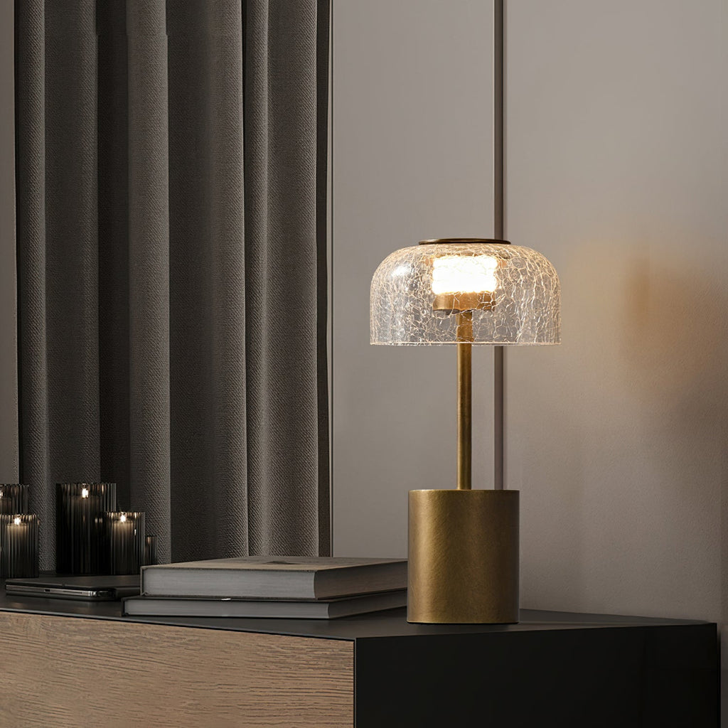 Lampe de table rechargeable verre craquelé bronze design vintage ambiance chaleureuse — Vue 11 | Atelier Norell