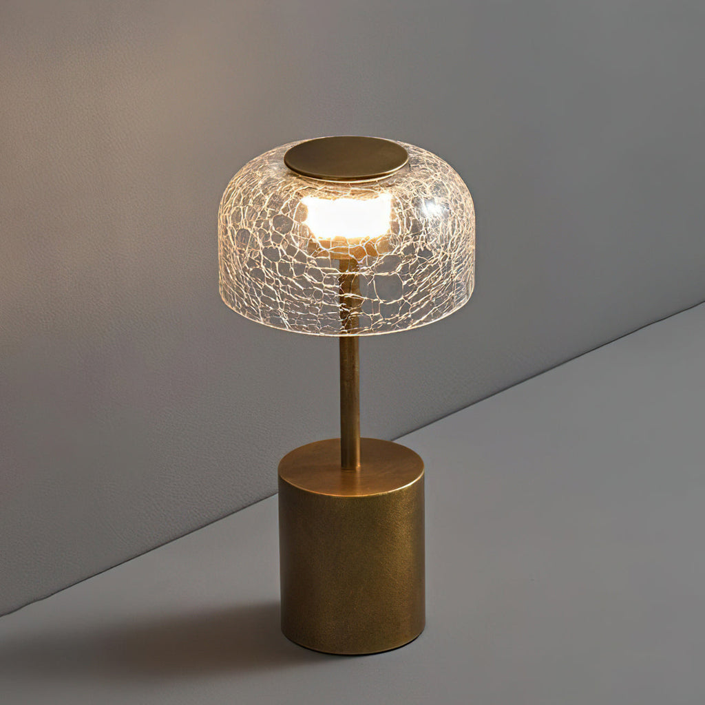 Lampe de table rechargeable verre craquelé bronze design vintage ambiance chaleureuse — Vue 8 | Atelier Norell