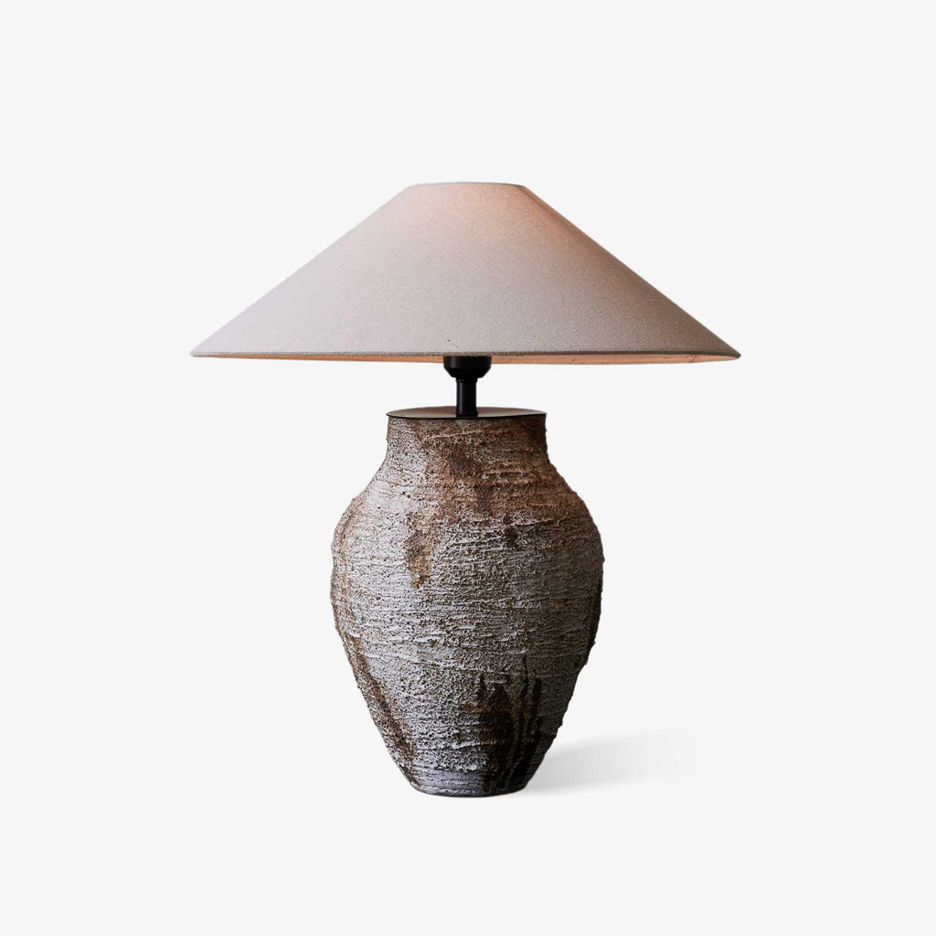 Lampe de table céramique terracotta tissu beige grand format — NAPOLI | Atelier Norell