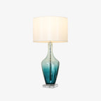 Lampe de table verre soufflé bleu métal doré artisanal — VENISE | Atelier Norell