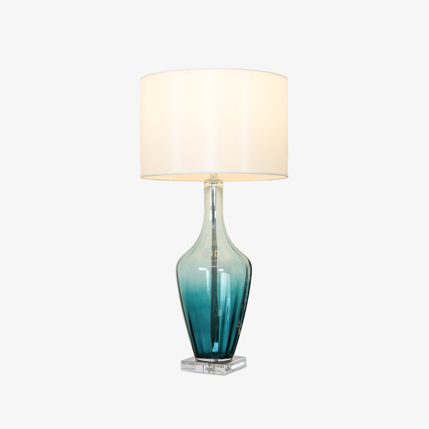 Lampe de table verre soufflé bleu métal doré artisanal — VENISE | Atelier Norell