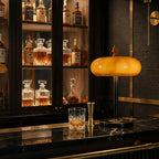Lampe de table métal noir cuir caramel design contemporain industriel salon bureau — Vue 3 | Atelier Norell