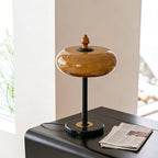 Lampe de table métal noir cuir caramel design contemporain industriel salon bureau — Vue 6 | Atelier Norell