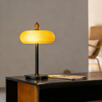 Lampe de table métal noir cuir caramel design contemporain industriel salon bureau — Vue 7 | Atelier Norell