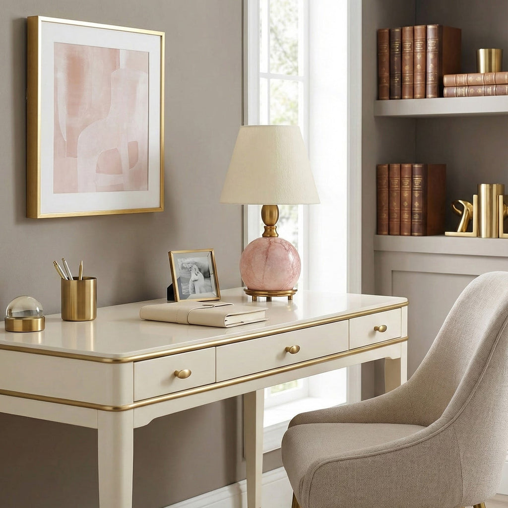 Lampe de table céramique rose et blanc design contemporain doux chambre salon chevet — Vue 3 | Atelier Norell