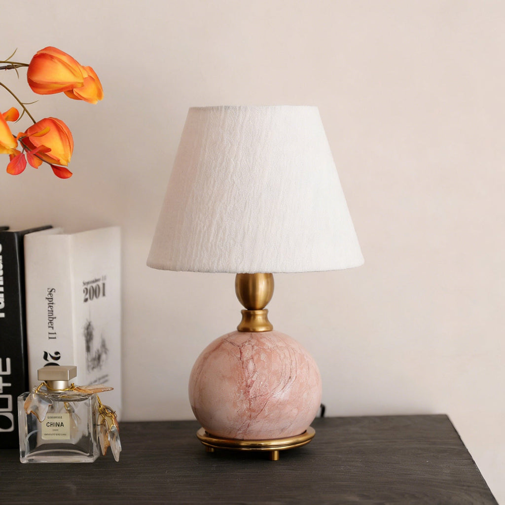 Lampe de table céramique rose et blanc design contemporain doux chambre salon chevet — Vue 7 | Atelier Norell