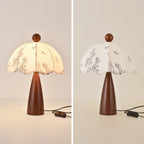 Lampe de table bois noyer abat-jour tissu blanc design scandinave naturel salon chambre — Vue 5 | Atelier Norell