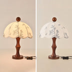 Lampe de table bois noyer abat-jour tissu blanc design scandinave naturel salon chambre — Vue 7 | Atelier Norell