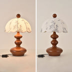 Lampe de table bois noyer abat-jour tissu blanc design scandinave naturel salon chambre — Vue 8 | Atelier Norell