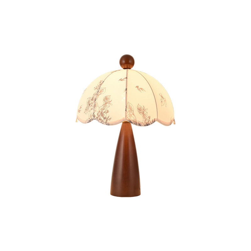 Lampe de table bois noyer abat-jour tissu blanc design scandinave naturel salon chambre — Vue 11 | Atelier Norell