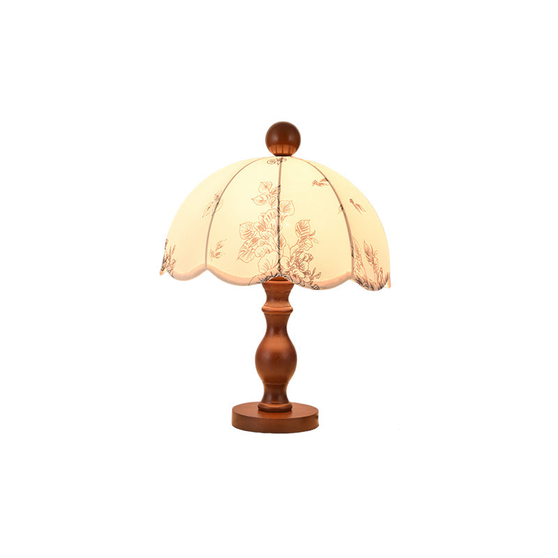 Lampe de table bois noyer abat-jour tissu blanc design scandinave naturel salon chambre — Vue 12 | Atelier Norell