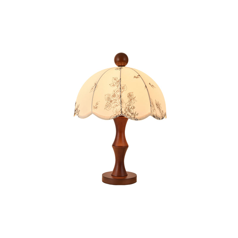 Lampe de table bois noyer abat-jour tissu blanc design scandinave naturel salon chambre — Vue 13 | Atelier Norell