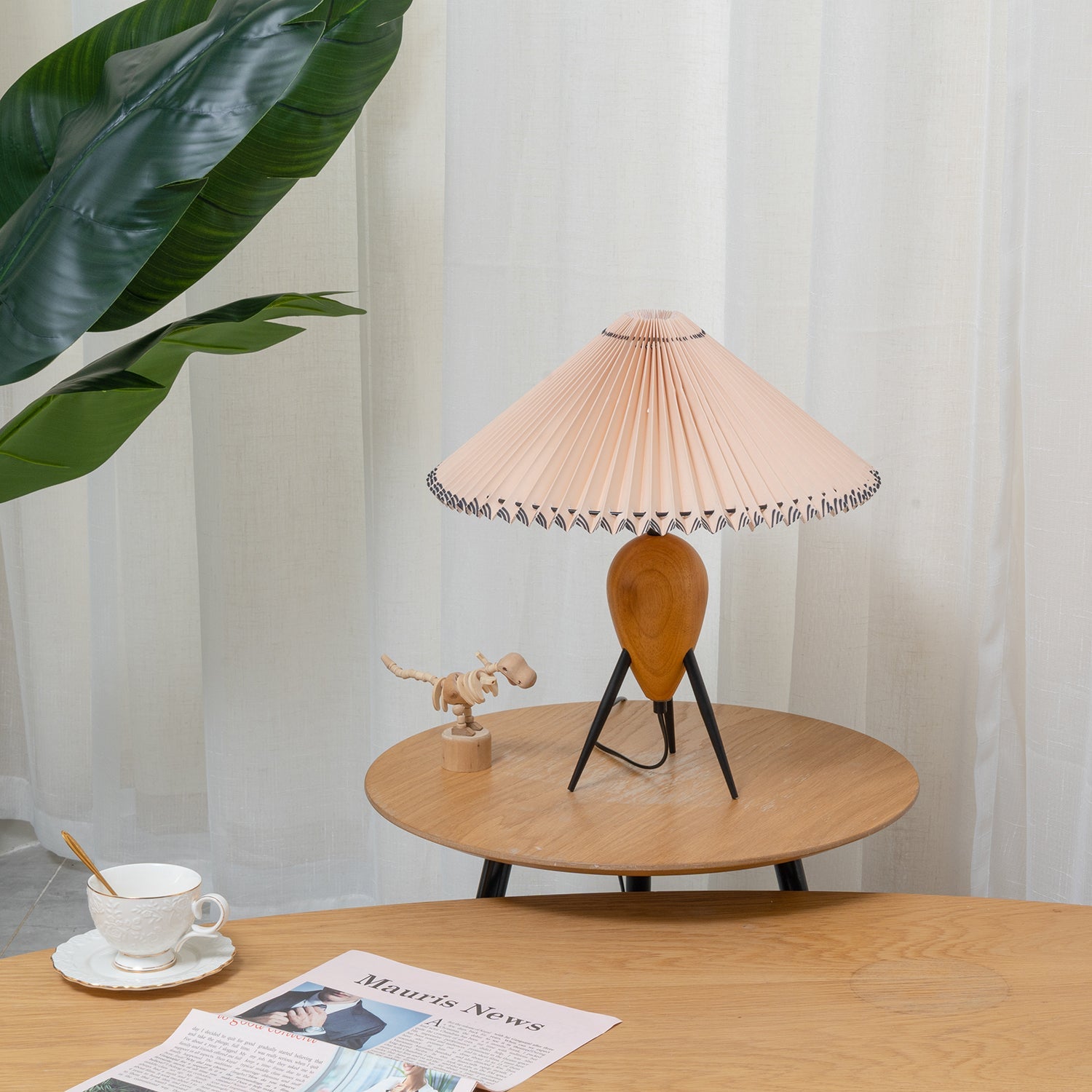 Lampe de table métal noir marron abat-jour design asiatique contemporain salon chambre — Vue 4 | Atelier Norell