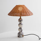 Lampe de table rotin naturel grand abat-jour bohème artisanal salon salle à manger — Vue 20 | Atelier Norell