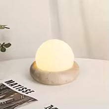 Lampe de table travertin verre opalin rechargeable