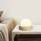 Lampe de table travertin verre opalin rechargeable