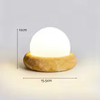 Lampe de table travertin verre opalin rechargeable
