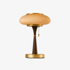 Lampe de table métal bois verre finition or et ambré — STELLA | Atelier Norell