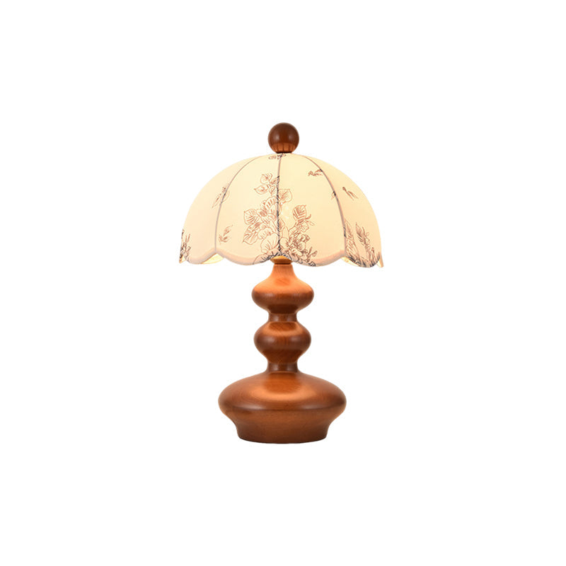 Lampe de table bois noyer abat-jour tissu blanc design scandinave naturel salon chambre — Vue 10 | Atelier Norell
