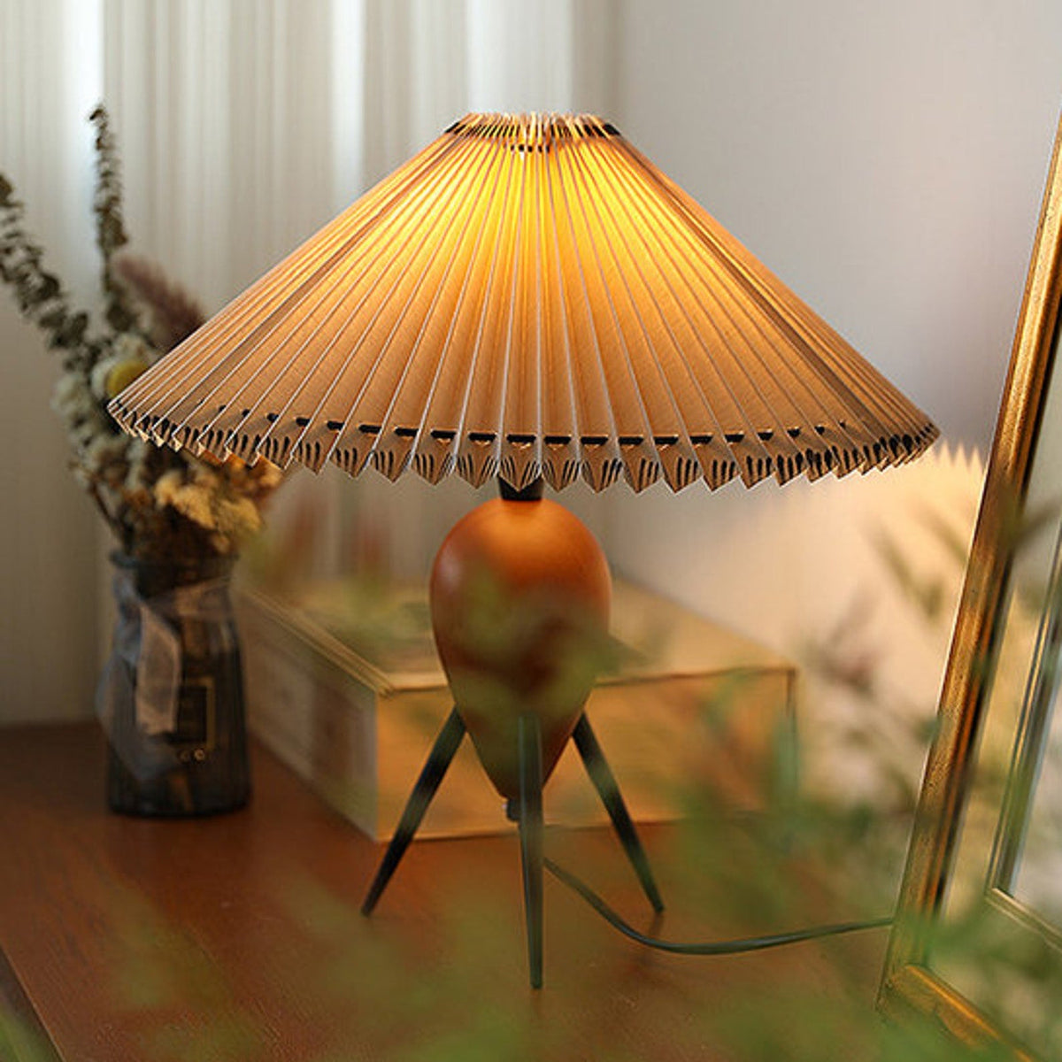 Lampe de table métal noir marron abat-jour design asiatique contemporain salon chambre — Vue 8 | Atelier Norell